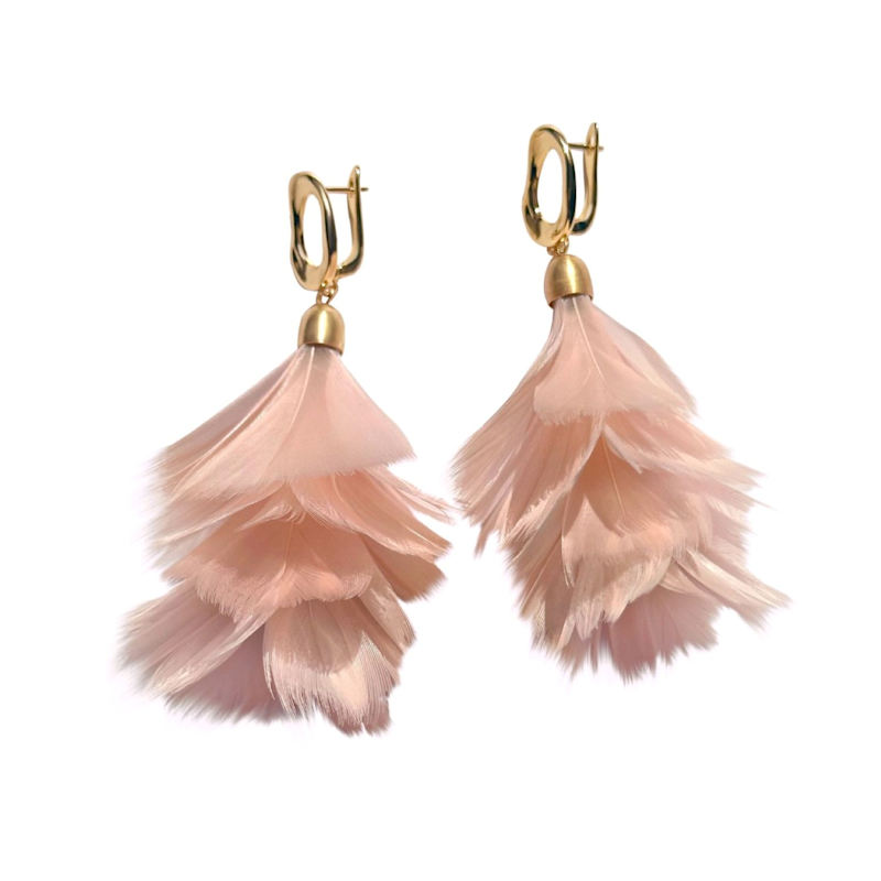 Thumbnail of Feather Cascade Earrings In Pink image