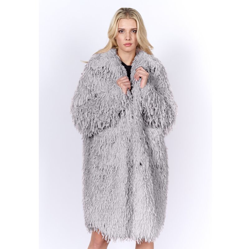 Feather Fake Fur Coat Haze | Freaky Nation | Wolf & Badger