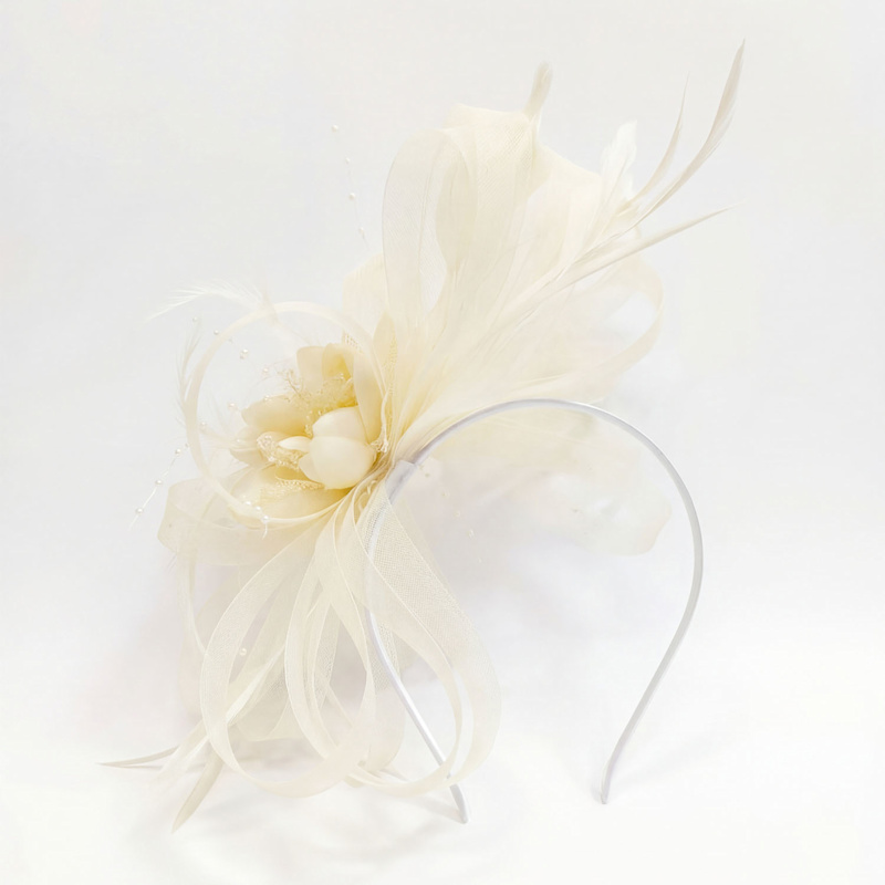 Elegant Cream Mesh Floral Fascinator QDC Fascinators for Women Tea Party Headband Hats Cocktail  main image 3