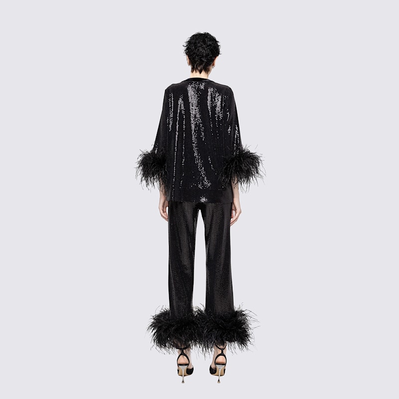 Thumbnail of Feather-Trimmed Sequined Pants image