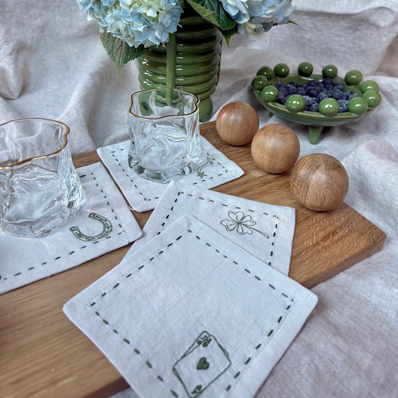 Thumbnail of Feeling Lucky Embroidered Cocktail Napkins Set image