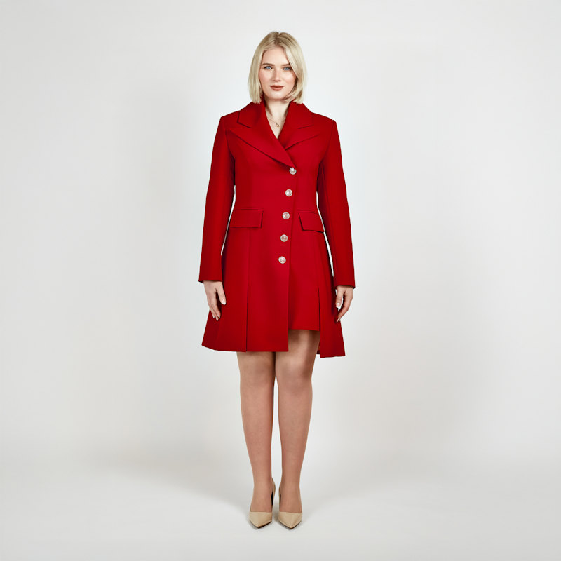 Thumbnail of Femponiq Asymmetric Pleated Blazer Dress - Red image