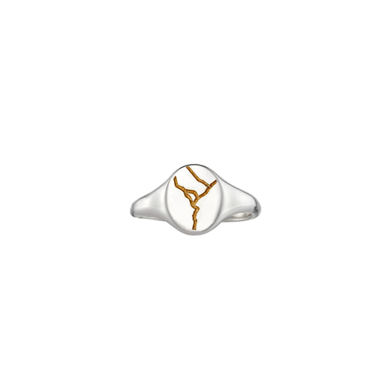 Sterling Silver Oval Kintsugi Signet Ring | Posh Totty Designs | Wolf ...