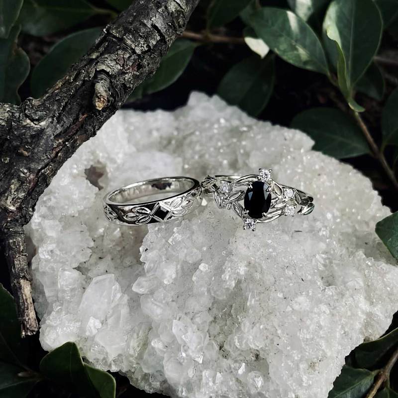 Thumbnail of Shadow Leaf Ring White Gold Vermeil image