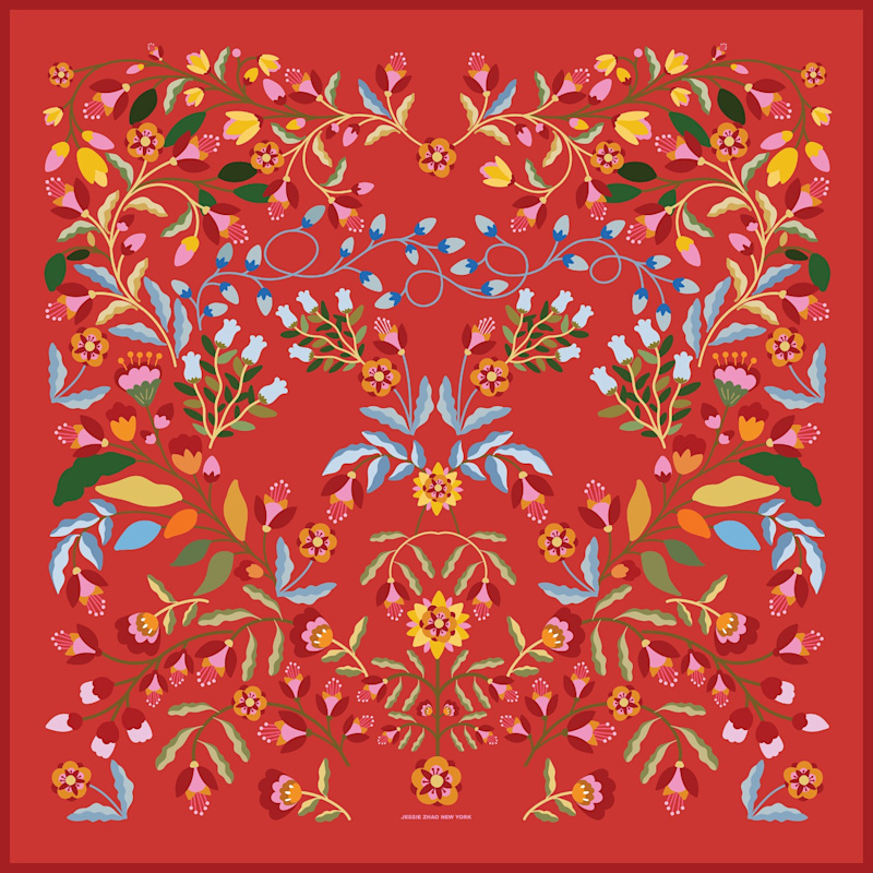 Thumbnail of Festival Flora Double Sided Silk Scarf image