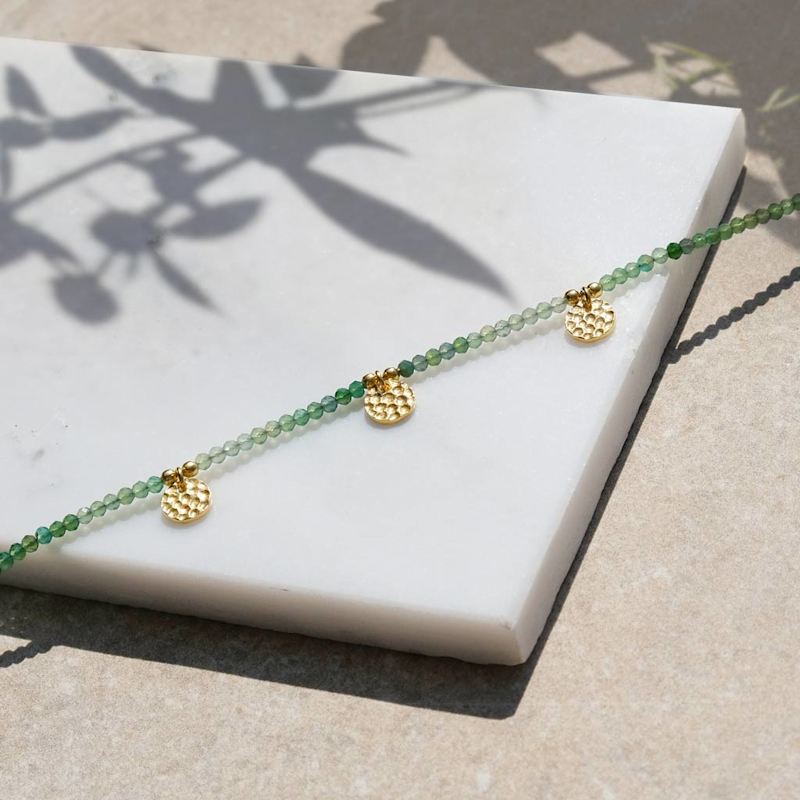 Thumbnail of Be In Nature Gold Vermeil Beaded Necklace - Green Onyx image