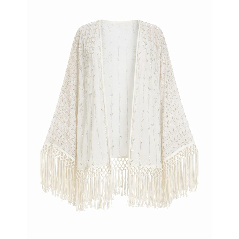 Thumbnail of Fi Statement Hand Embellished Fringe Trim Kimono image