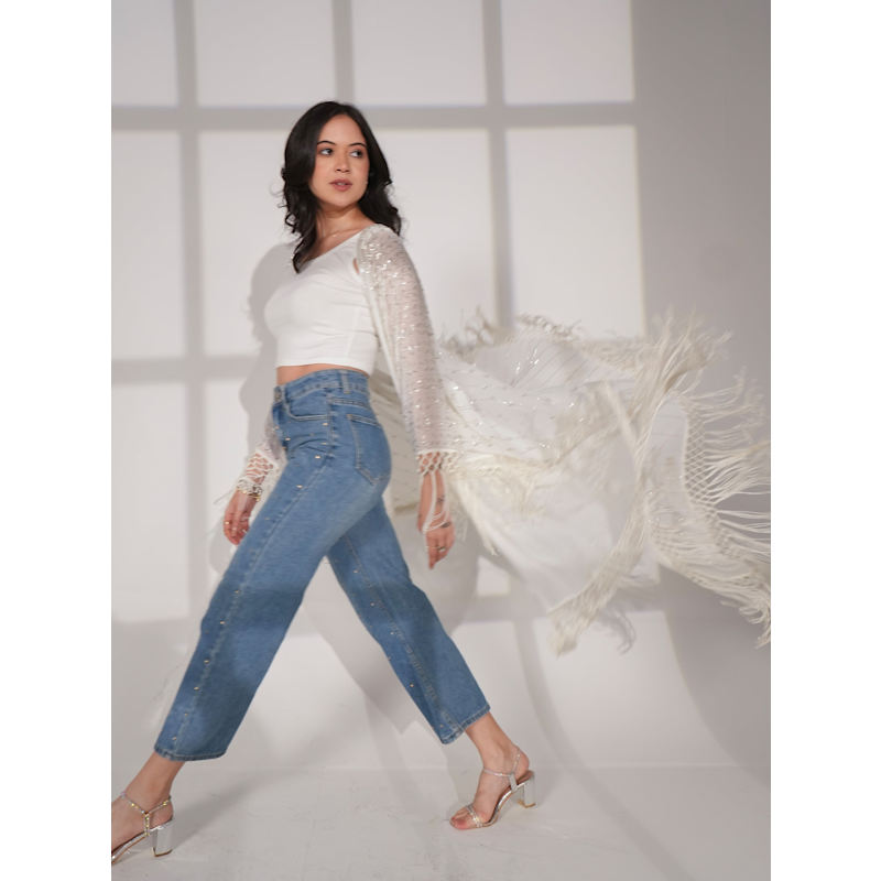 Thumbnail of Fi Statement Hand Embellished Fringe Trim Kimono image