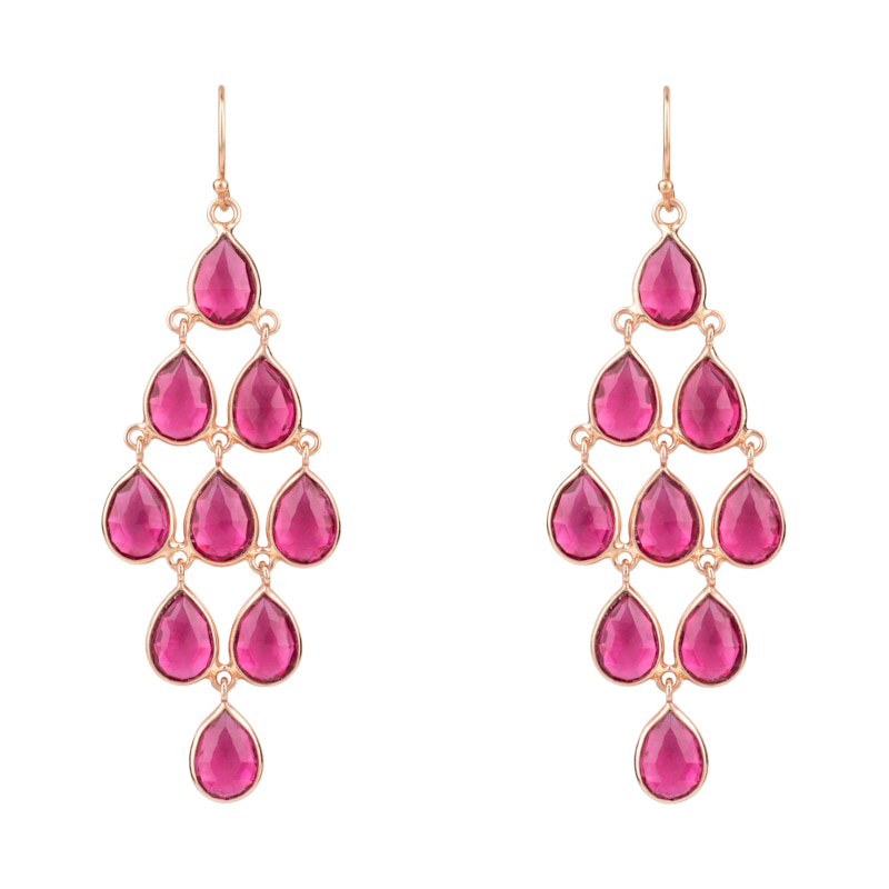 Thumbnail of Erviola Gemstone Cascade Earrings Rose Gold Pink Tourmaline image