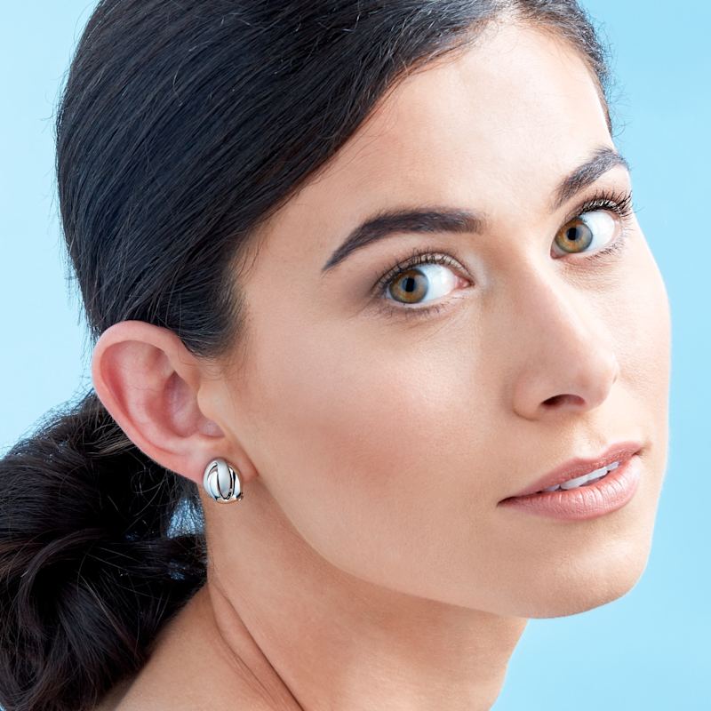 Thumbnail of Platinum Satin Knot Clip On Earrings image