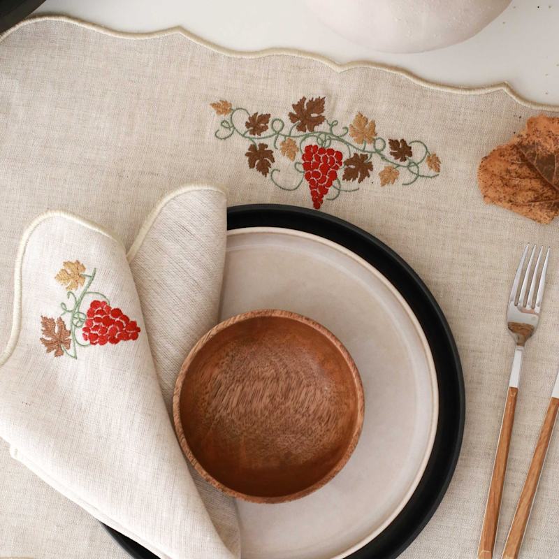 Thumbnail of Grape Embroidery Linen Napkin - Set Of 2 image