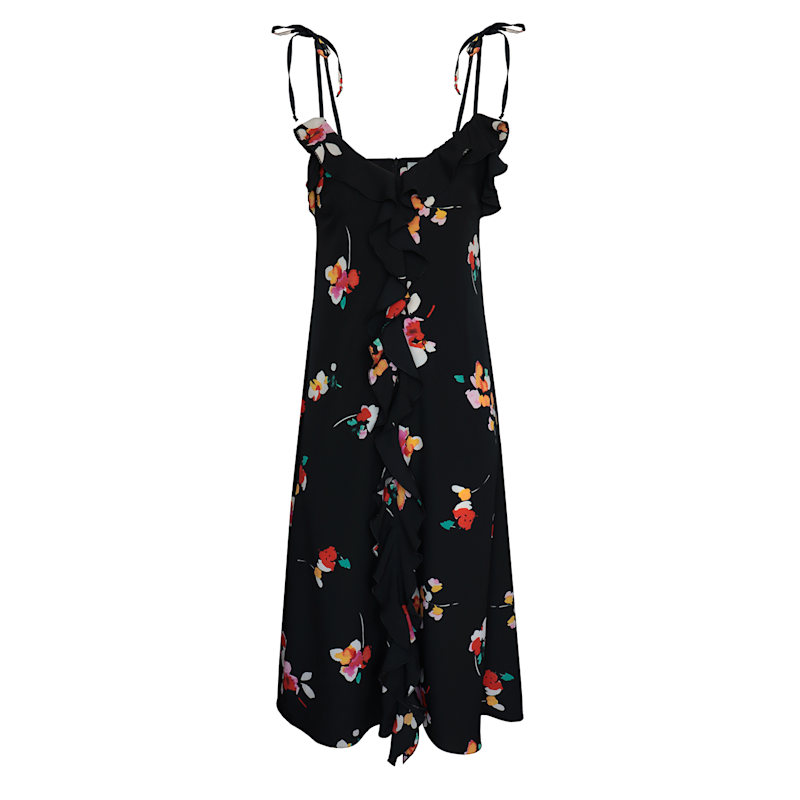 Women's Fiona Ruffled Floral Print Slip Midi Dress - Multicolor | Large | 2Kstyle