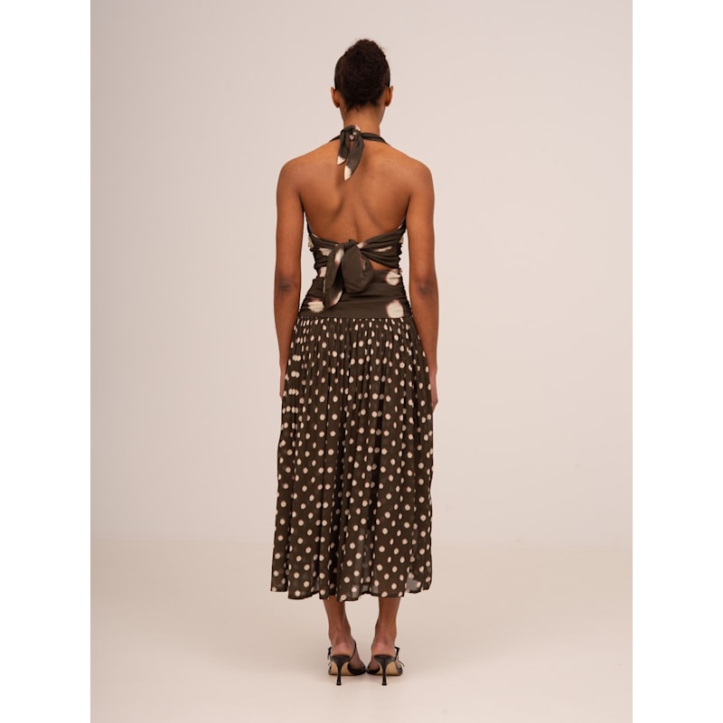 Thumbnail of Firstdance Brown Polka Dot Midi Dress image
