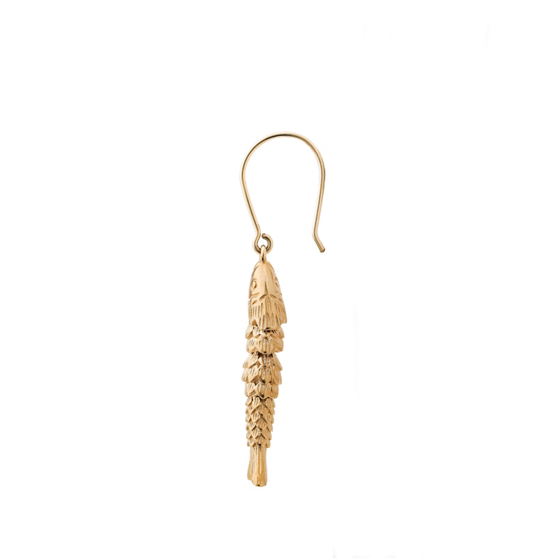 Thumbnail of Articulated Gold Fish Dangle Drop Long Earrings image