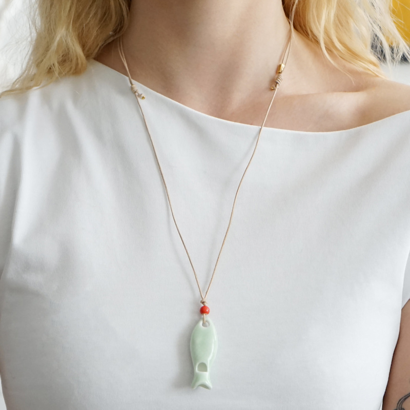 Thumbnail of Catch Me If You Can Fish Necklace  - Green image