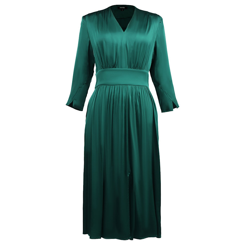 Smart And Joy Fit-and-flare Satin And Jacquard Dress - Green
