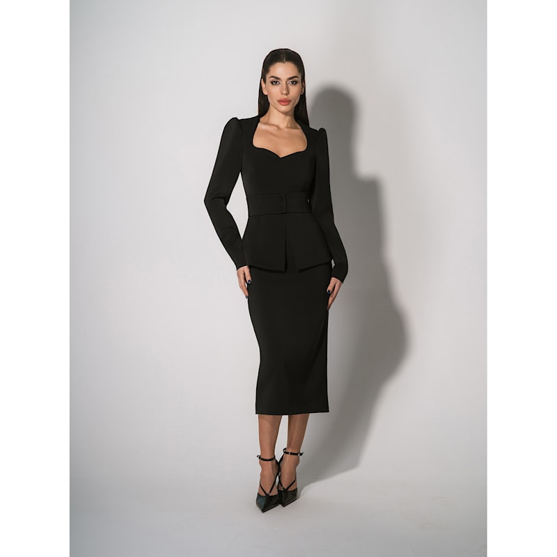 Fitted Blouse & Pencil Skirt Set - Black | Tia Dorraine | Wolf & Badger