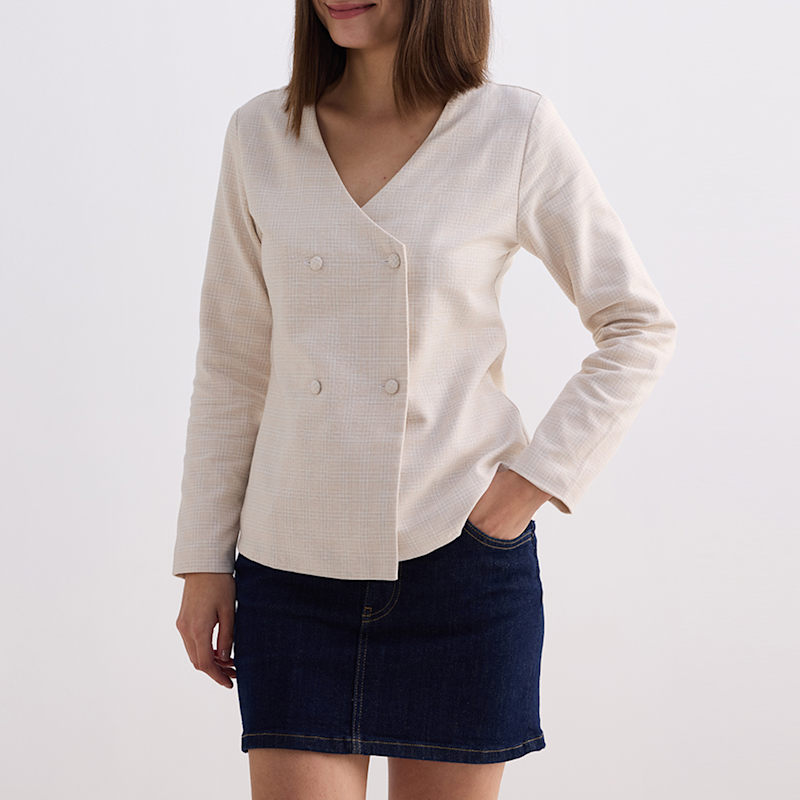 Thumbnail of Fitted Cotton Tweed Jacket In Cream image