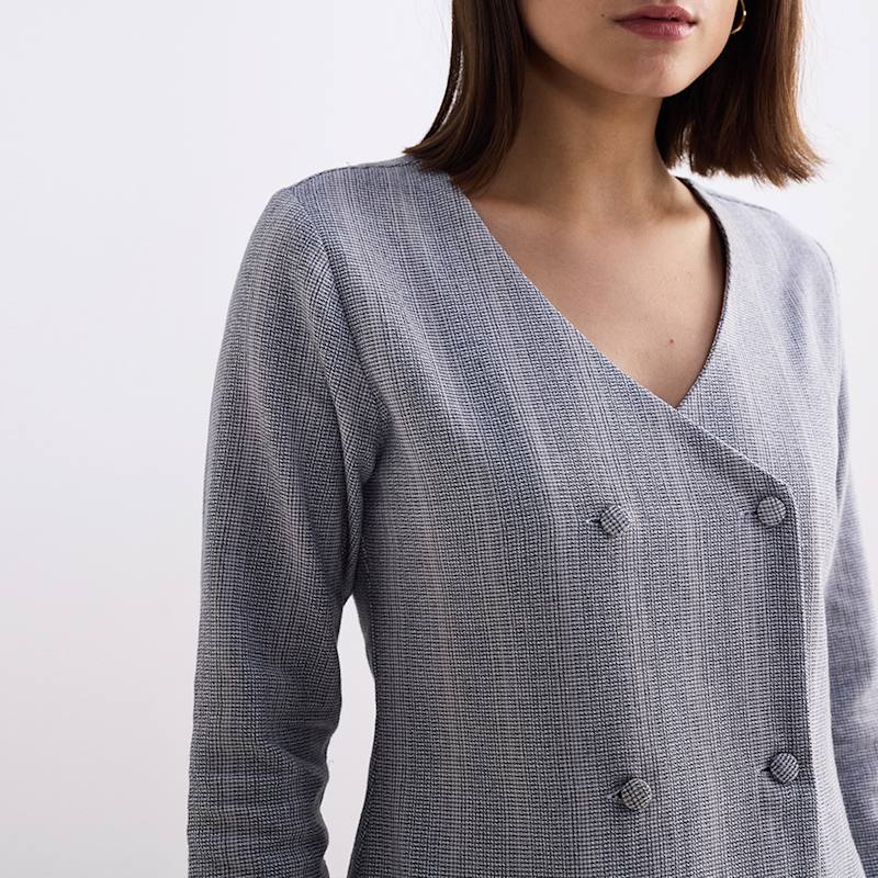 Thumbnail of Fitted Cotton Tweed Jacket In Grey image