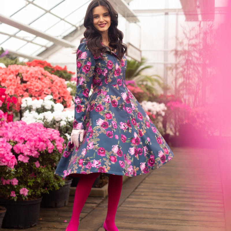 Fitted & Flared Women's Coat With Hood: Misty Rose | RainSisters