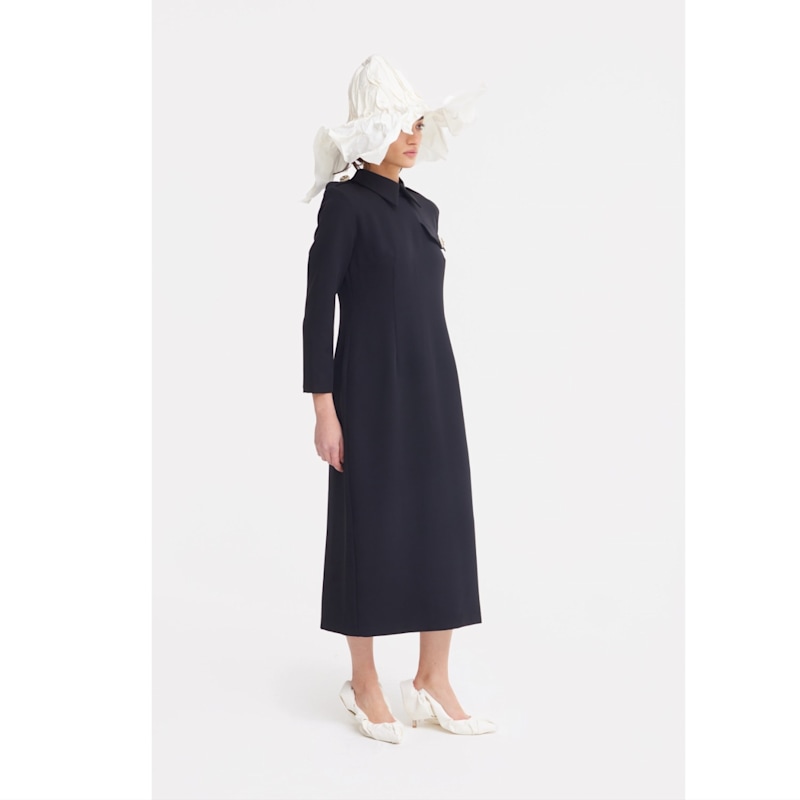 Fitted Long Sleeve Dress With Stand-Up Collar - Black | Julia Allert | Wolf  & Badger