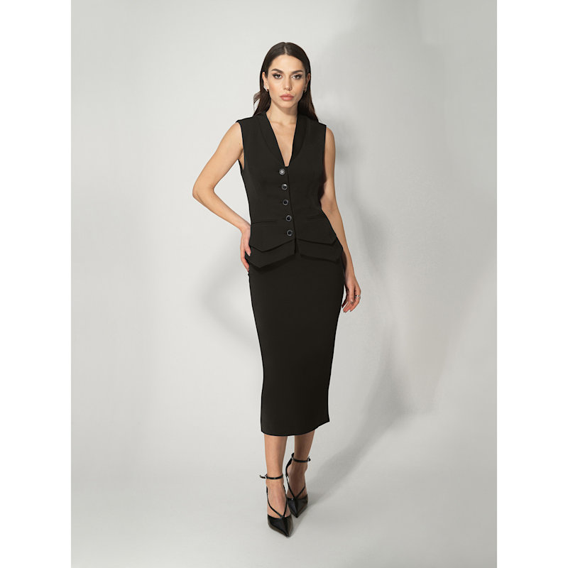 Thumbnail of High-Waist Pencil Midi Skirt - Black image