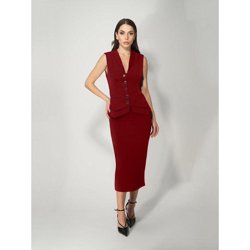 Thumbnail of Fitted Single-Breasted Waistcoat Burgundy image