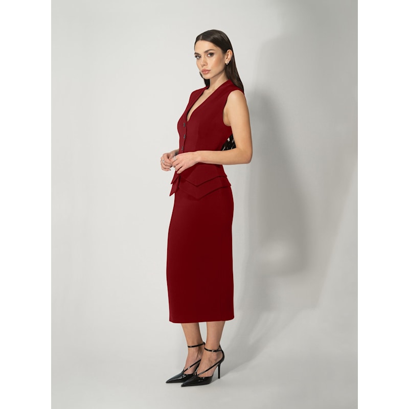 Thumbnail of Fitted Single-Breasted Waistcoat Burgundy image