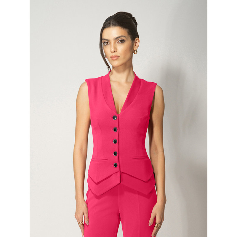 Thumbnail of Fitted Single-Breasted Waistcoat - Hot Pink image