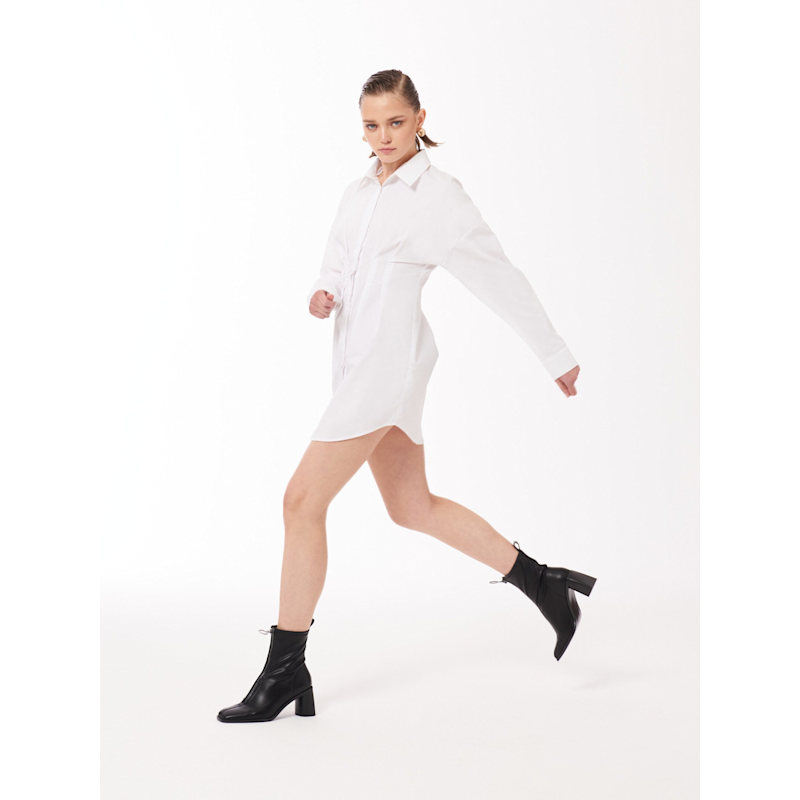 Sour Figs Oversized Button-front Shirt Dress - White
