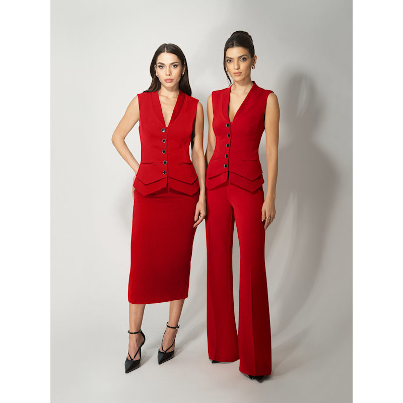 Thumbnail of High-Waist Flared Trousers – Fierce Red image
