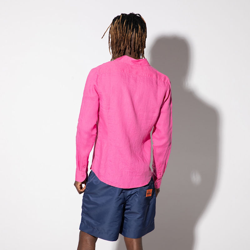 Thumbnail of Flamingo Bright Pink Linen Shirt For Men image