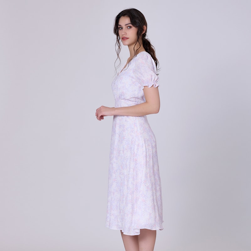 Thumbnail of Flared Empire Dress With Liberty Print - Light Pink image