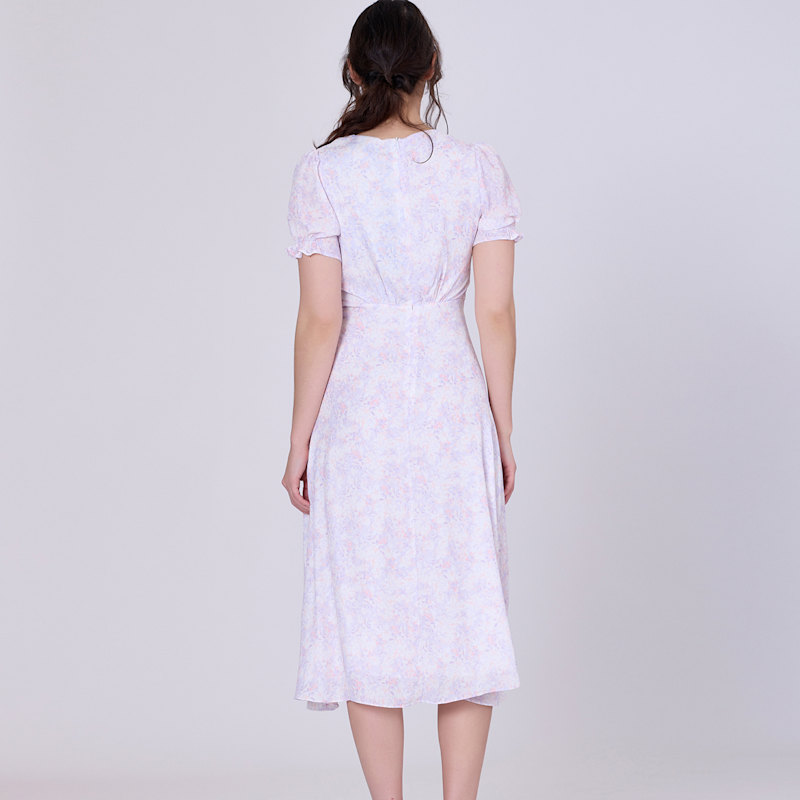 Thumbnail of Flared Empire Dress With Liberty Print - Light Pink image