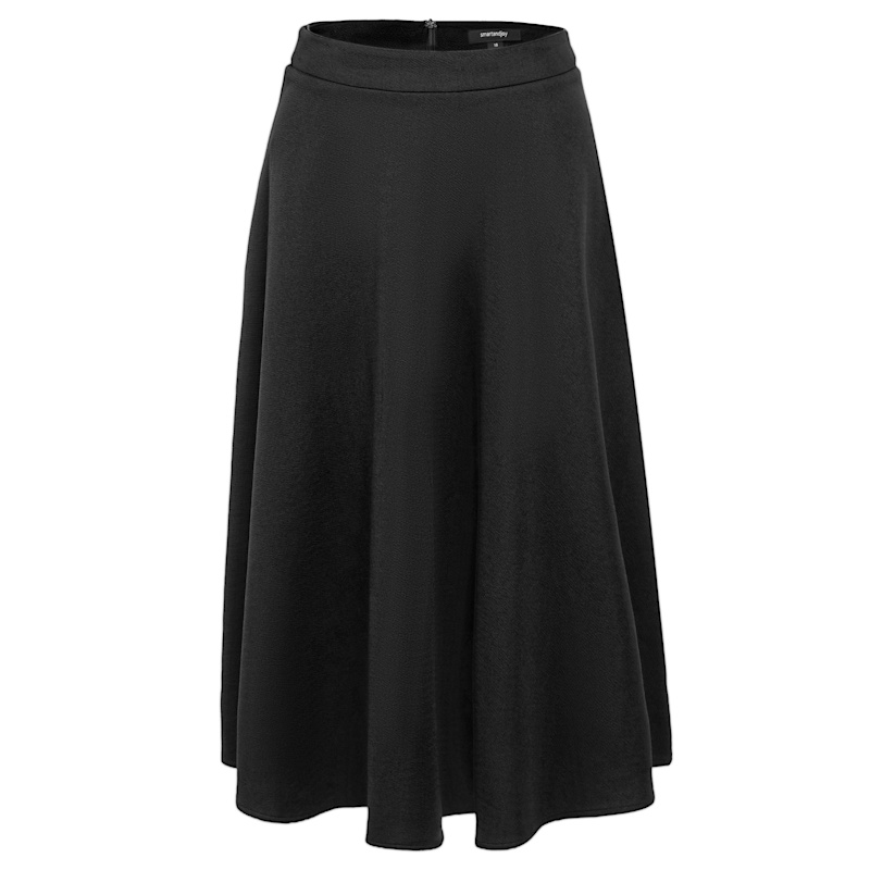 Smart And Joy Flared Knee-length Women Skirt - Black