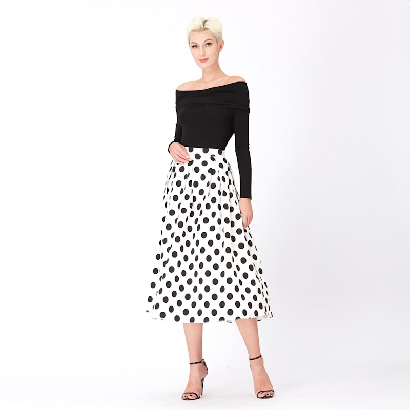 Thumbnail of Flared Macro Polka Dots Skirt - White image