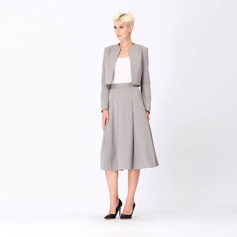 Flared Pleats Skirt - Grey | Smart and Joy | Wolf & Badger