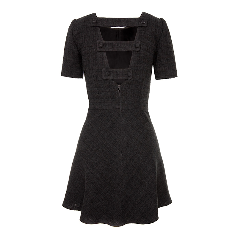 Avenue N29 Flared Boucle Mini Dress - Black