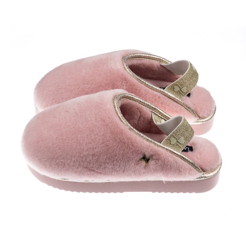Thumbnail of Flatform Cloud Closed Toe Slippers With Pink Lips & Lipstick Brooches - Dusky Pink image