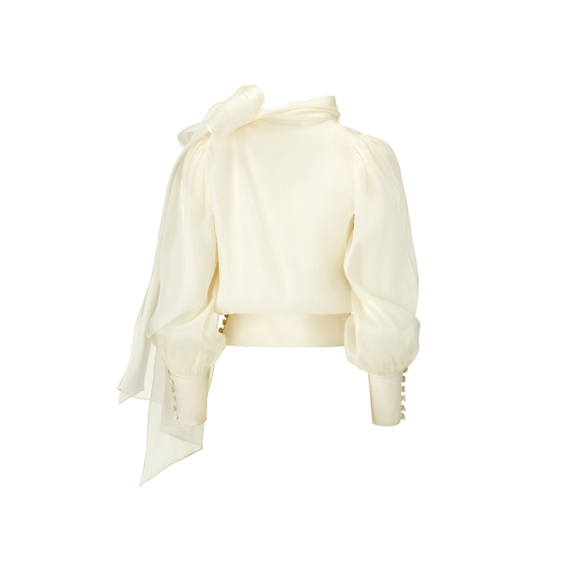 Thumbnail of Flawless Beige Bow Blouse image