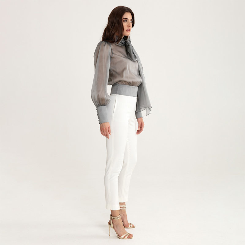 Thumbnail of Flawless Grey Bow Blouse image