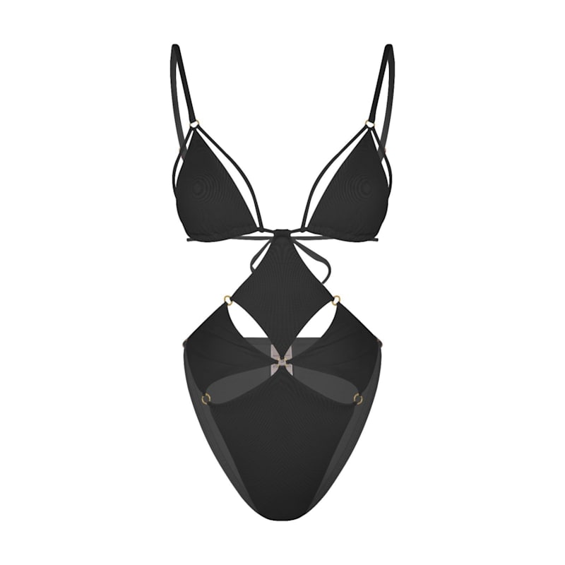 Thumbnail of Flirt Diamond Cut-Out Swimsuit In Black image