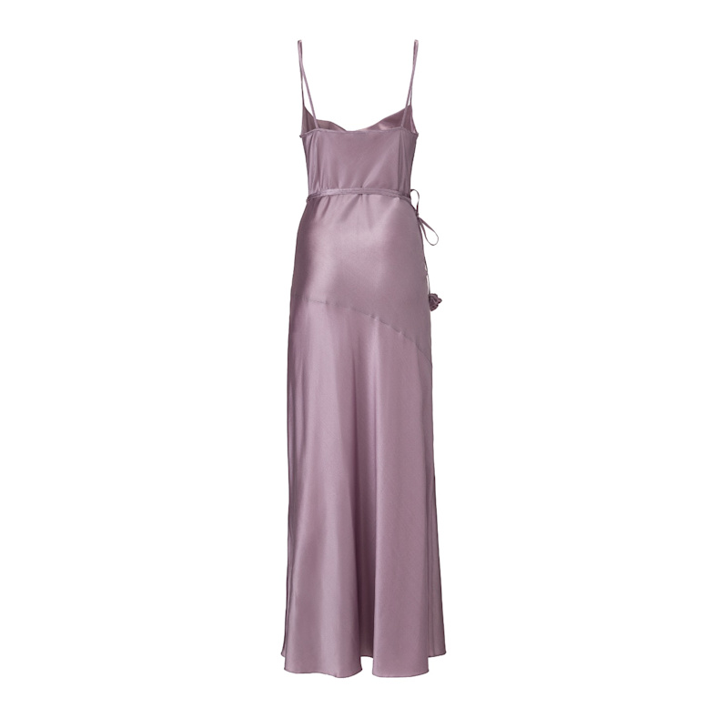 Thumbnail of Floor Lenght Satin Dress In Purple image
