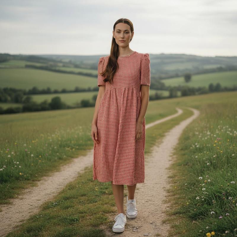 Thumbnail of Flora Dress – Red Gingham Cotton image