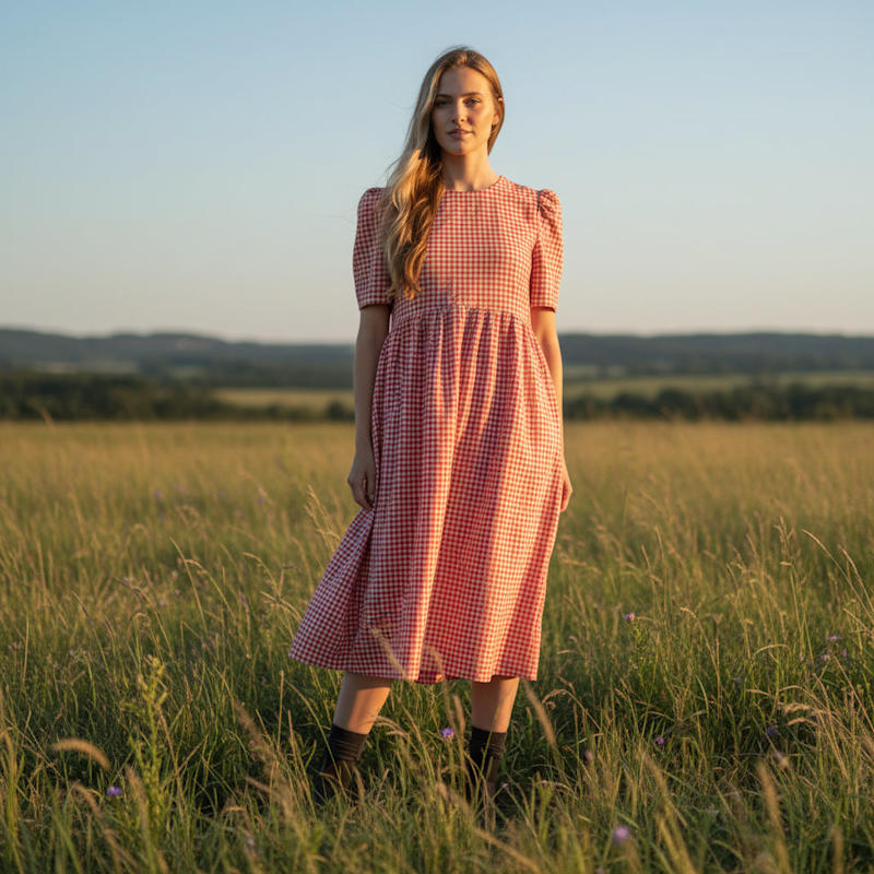 Thumbnail of Flora Dress – Red Gingham Cotton image