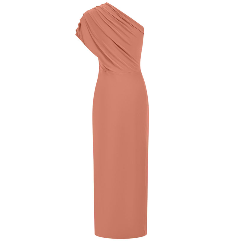 grecian style dress midi Max Mara Grecian Style Dress Orange Silk Womens Size L Midi Length  Sleeveless