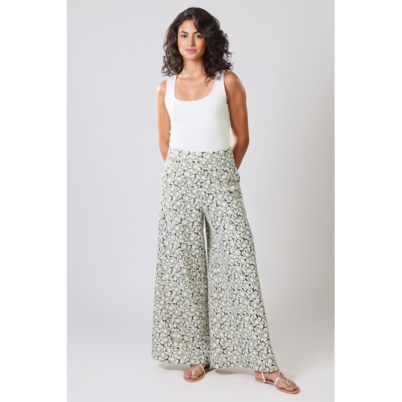 Thumbnail of Floral Anglaise Green Wide Leg Rene Trousers image