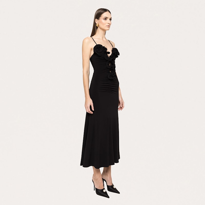 black jersey midi dress COS Women's Twist-Back in | Cotton This garment fits true to size Women's Floral-Applique Jersey Midi Dress