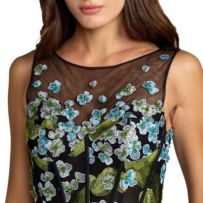 Thumbnail of Floral Embroidered Corset Gown With Bow image
