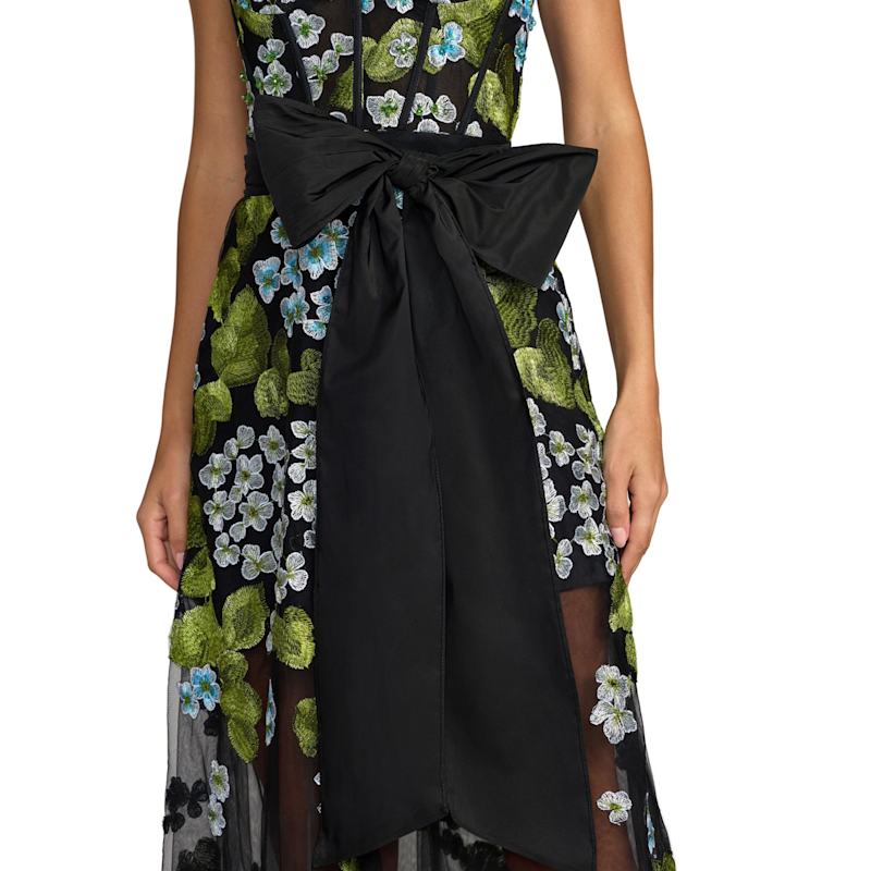 Floral Embroidered Corset Gown With Bow | Mac Duggal | Wolf & Badger